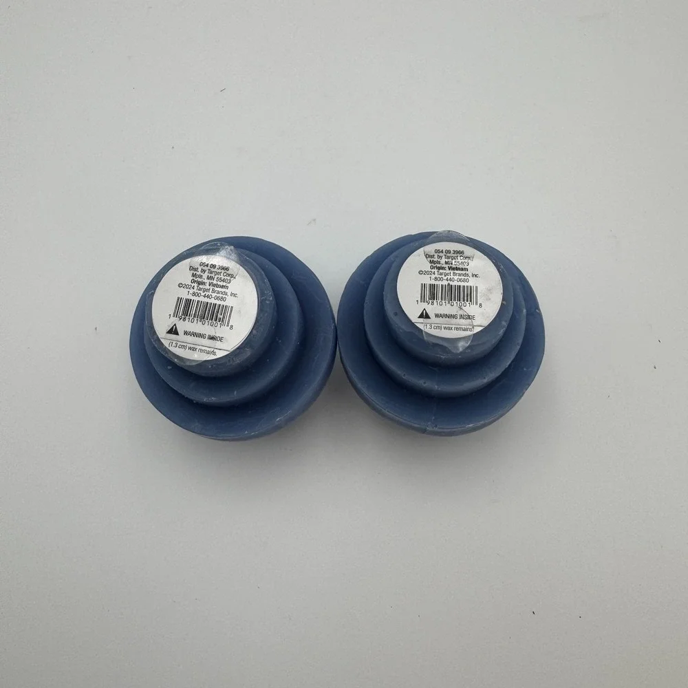 Room Essentials Blue‎ Stacked Disc Candle Set of 2 New
